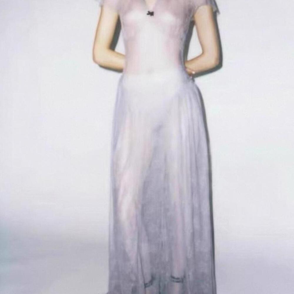 Rotate grey maxi dress with  lace detailing and tie-up back